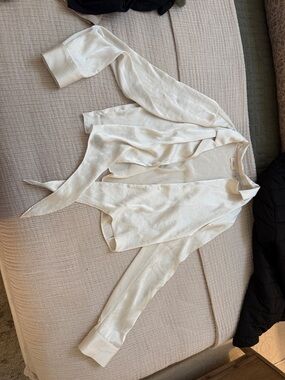 Aritzia Ivory Wrap Button-Front Knit Top